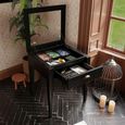 Elmhurst Square Side Table - 1 Door 1 Drawer - Black and Glass