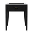 Elmhurst Square Side Table - 1 Door 1 Drawer - Black and Glass