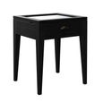 Elmhurst Square Side Table - 1 Door 1 Drawer - Black and Glass