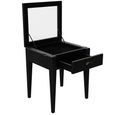 Elmhurst Square Side Table - 1 Door 1 Drawer - Black and Glass