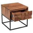 Axis Acacia Wood End Table - 1 Drawer - Geometric