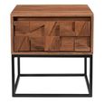Axis Acacia Wood End Table - 1 Drawer - Geometric