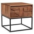 Axis Acacia Wood End Table - 1 Drawer - Geometric