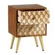 Edison Side Table - 2 Drawer - Geometric - Mango Wood