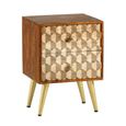 Edison Side Table - 2 Drawer - Geometric - Mango Wood