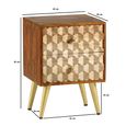 Edison Side Table - 2 Drawer - Geometric - Mango Wood