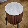 Opal Fluted Side Table - Round - White Marble Top - Mango Wood