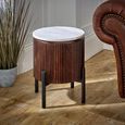 Opal Fluted Side Table - Round - White Marble Top - Mango Wood