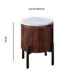 Opal Fluted Side Table - Round - White Marble Top - Mango Wood