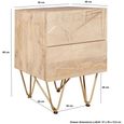 Side Table - 2 Drawer - Hairpin Legs - Gold Geometric Inlay - Light Mango Wood