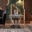 Dolce Lamp Table - Square - Grey Marble & Chrome