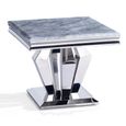 Dolce Lamp Table - Square - Grey Marble & Chrome