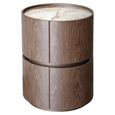 Ellery End Table - 2 Drawer - Round - Brown - Ceramic and Wood