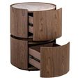 Ellery End Table - 2 Drawer - Round - Brown - Ceramic and Wood