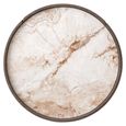 Ellery End Table - 2 Drawer - Round - Brown - Ceramic and Wood
