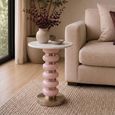 Villeray End Table - Round - White and Pink - Marble and Aluminium