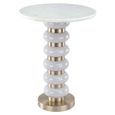 Villeray End Table - Round - White - Marble and Aluminium