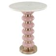 Villeray End Table - Round - White and Pink - Marble and Aluminium