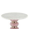 Villeray End Table - Round - White and Pink - Marble and Aluminium