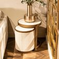 Tivoli Fluted Side Table - 2 Tier - Round - White - Ceramic