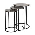 Nolan Side Table - 3 Tier - Round - Champagne Gold and Black - Aluminium
