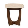 Portland Side Table - Square - Natural and Walnut - Sintered Stone and Wood