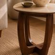 Portland Side Table - Square - Natural and Walnut - Sintered Stone and Wood