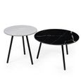Casper Side Table - Set of 2 - Round - Grey and Black - Sintered Stone and Metal