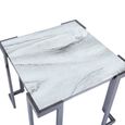 Aamari End Table - Square - White Marble Effect and Grey Metal