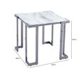Aamari End Table - Square - White Marble Effect and Grey Metal