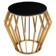 Ackley Side Table - Round - Black Glass - Gold Legs