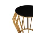 Ackley Side Table - Round - Black Glass - Gold Legs