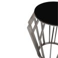 Ackley Side Table - Round - Black Glass - Silver Legs