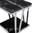 Ackley Side Table - Square - Black Glass - Silver Legs