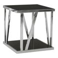Ackley Side Table - Sqaure - Black Marble - Silver Legs