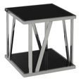 Ackley Side Table - Sqaure - Black Marble - Silver Legs