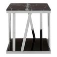 Ackley Side Table - Sqaure - Black Marble - Silver Legs