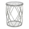 Ackley Side Table - Round - Clear Glass - Silver Legs