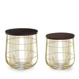 Agra Side Tables - Set of 2 - Mango Wood and Brass - Round