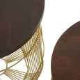 Agra Side Tables - Set of 2 - Mango Wood and Brass - Round