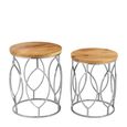 Agra Side Tables - Set of 2 - Mango Wood and Metal - Round