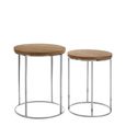 Agra Side Tables - Set of 2 - Mango Wood and Silver - Round