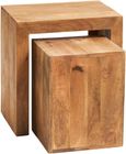 Ajmer Light Mango Wood Cubed Nest of 2 Tables