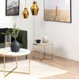 Alisma White Marble Effect Round Side Table with Gold Legs
