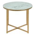 Alisma White Marble Effect Round Side Table with Gold Legs