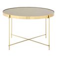 Allure Large Side Table - Round - Black Mirrored - Brushed Bronze Legs