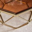 Allure End Table - Octagonal - Brown Glass - Brushed Bronze Base