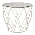 Allure End Table - Octagonal - Brown Glass - Brushed Nickel Base
