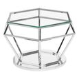 Allure Diamond Cut End Table - Clear Glass - Silver Base
