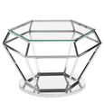 Allure Diamond Cut End Table - Clear Glass - Silver Base